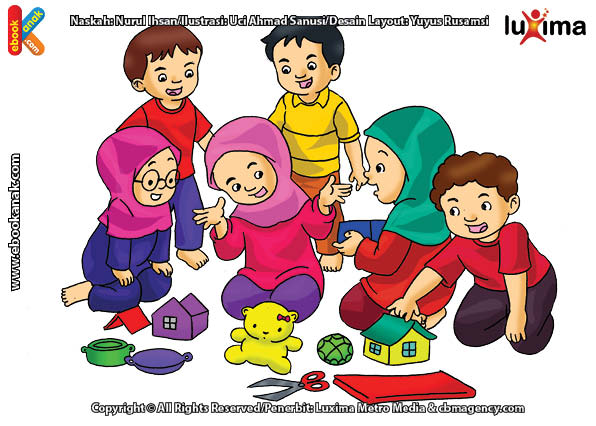 Hasan dan Hasanah sedang Bermain  Rumah rumahan Ebook Anak 