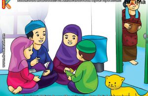 ilustrasi seri belajar islam sejak usia dini ayo belajar mengaji, Mengaji Al Quran Bisa di Mana Saja