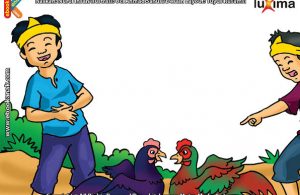 ilustrasi seri mengenal islam sejak usia dini mengenal hukum allah, Kasihan Tubuh Ayam yang Diadu Terluka Kesakitan