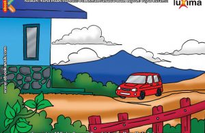 ilustrasi seri mengenal islam sejak usia dini mengenal hukum allah, Keluarga Alif Sampai di Rumah Kakek Nenek