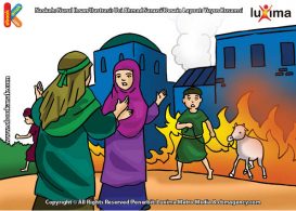ilustrasi seri mengenal islam sejak usia dini mengenal nabi dan rasul, Kekayaan Nabi Ayyub Habis Terbakar Bersama Anak-anaknya