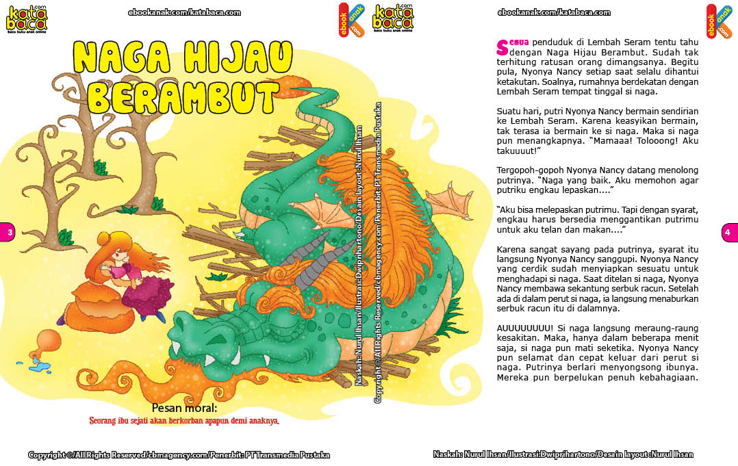 baca dan download gratis ebook 33 Dongeng Cinta Kasih Ibu, naga hijau berambut