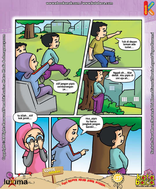 ebook seri komik adab anak muslim adab bersuci, Alif Pipis Sembarangan (2)
