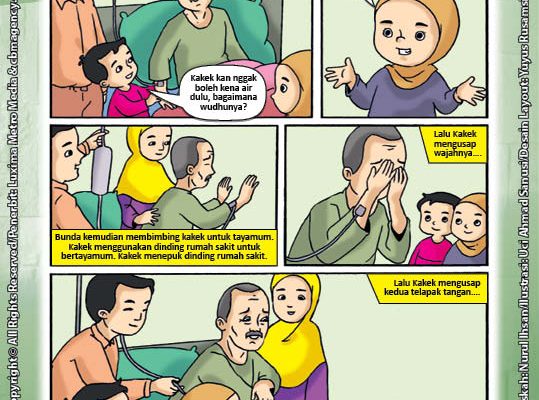 ebook seri komik adab anak muslim adab bersuci, Kakek Sakit Dirawat di Rumah Sakit (3)