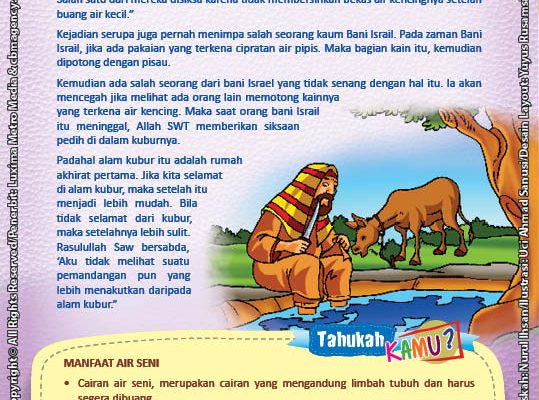 ebook seri komik adab anak muslim adab bersuci, Kisah Teladan, Siksa di Kubur Akibat Tidak Membersihkan Air Pipis dengan Benar