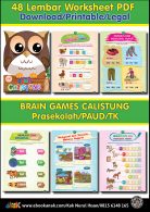 48 lembar worksheet pdf brain games calistung prasekolah paud tk