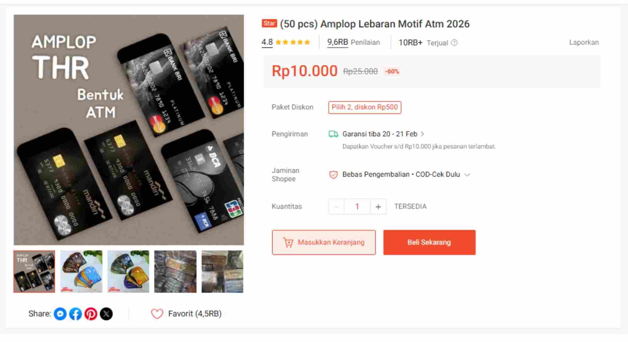 (50 pcs) Amplop Lebaran Motif Atm 2026