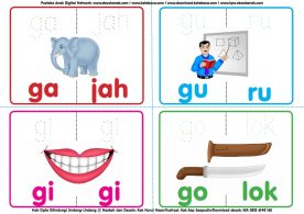 7. Download Kartu Pintar Membaca Suku Kata Alfabetis Gajah, Guru, Gigi, Golok