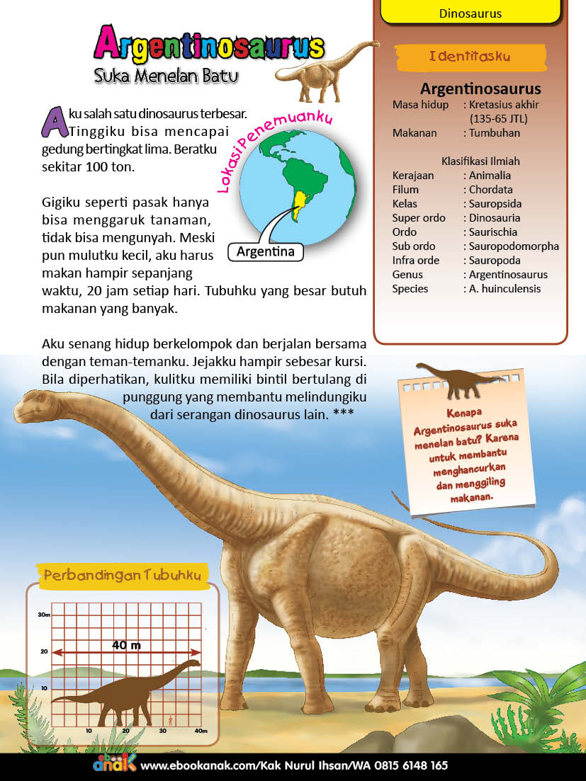 Argentinosaurus, Dinosaurus yang Suka Menelan Batu