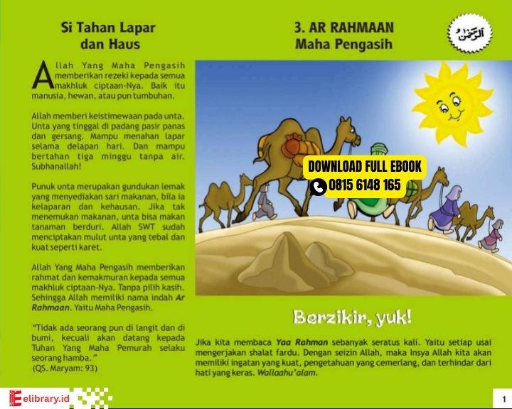 Ilustrasi anak belajar Asmaul Husna Ar Rahmaan dengan kisah si tahan lapar dan haus