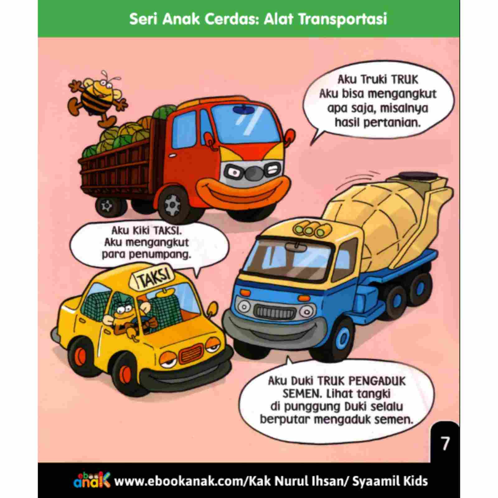 Ilustrasi Truk Molen Truk Sampah dan Dump Truck belajar jenis dan fungsi Kendaraan Berat untuk Anak PAUD TK