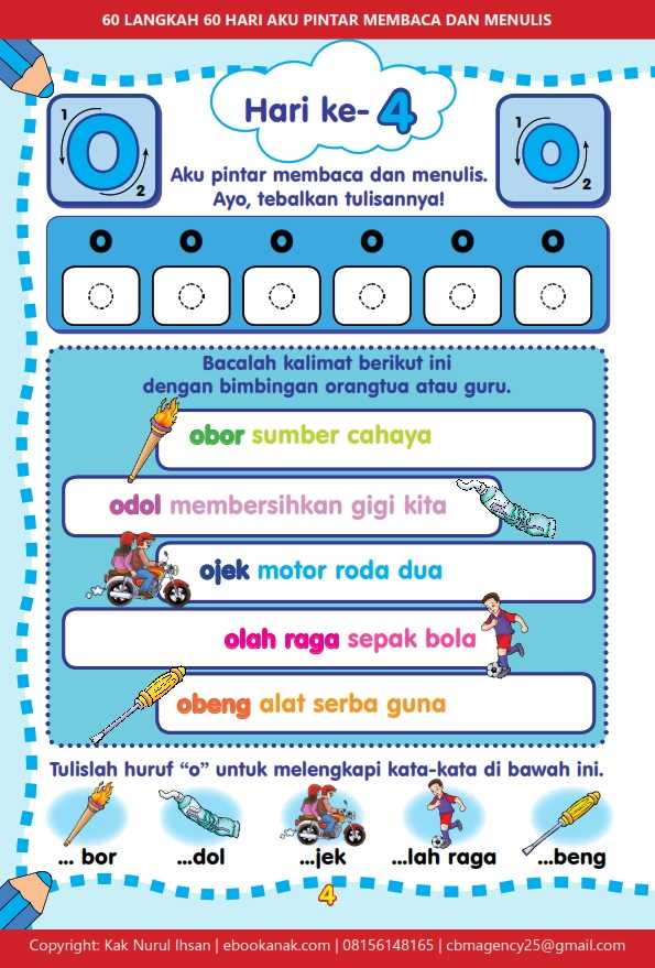Belajar Membaca dan Menulis Huruf O – Worksheet Interaktif Anak TK & SD Kelas Awal Hari ke-4 (1)