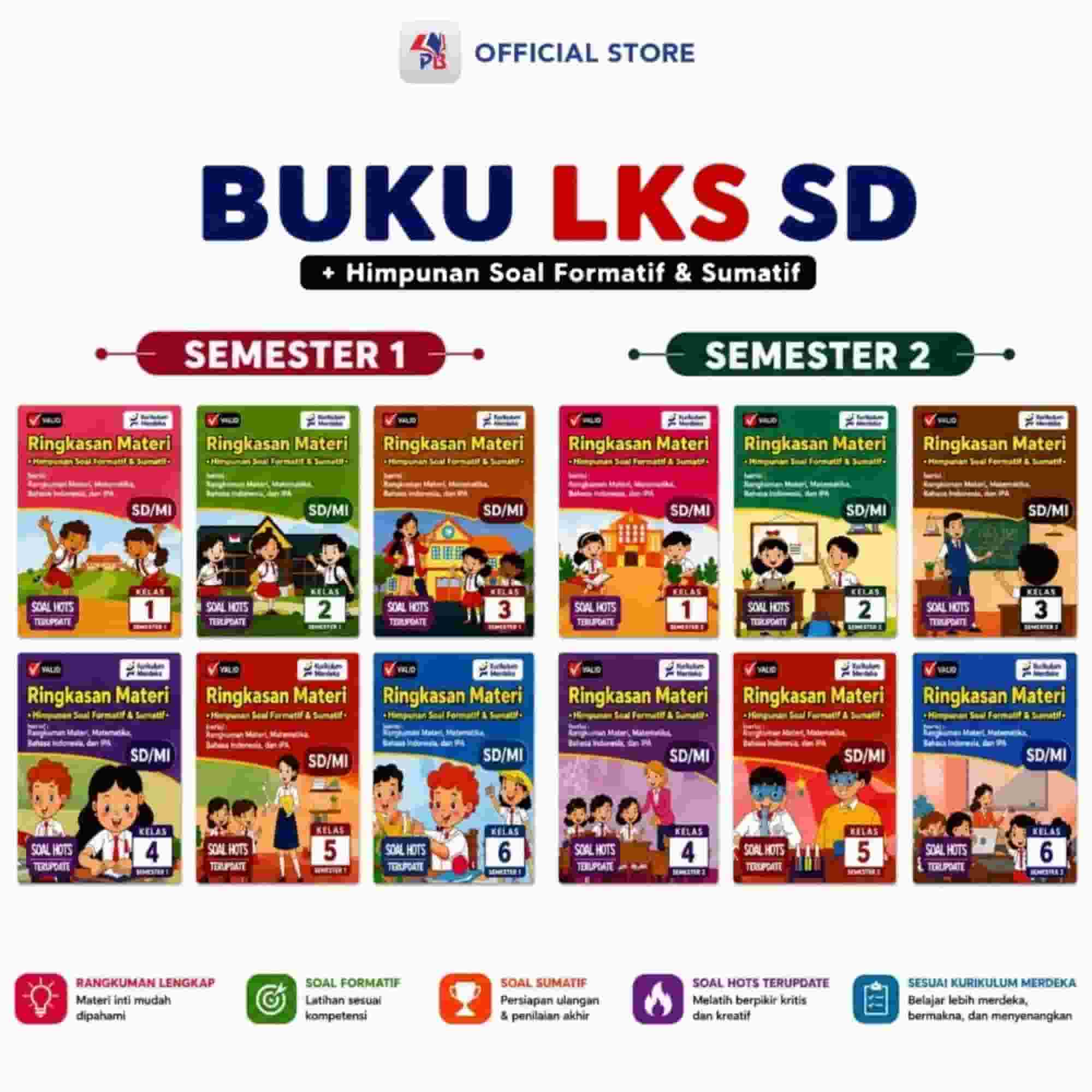 Buku LKPD LKS SD Kurikulum Merdeka Kelas 1 - Matematika, Bahasa Indonesia, IPAS