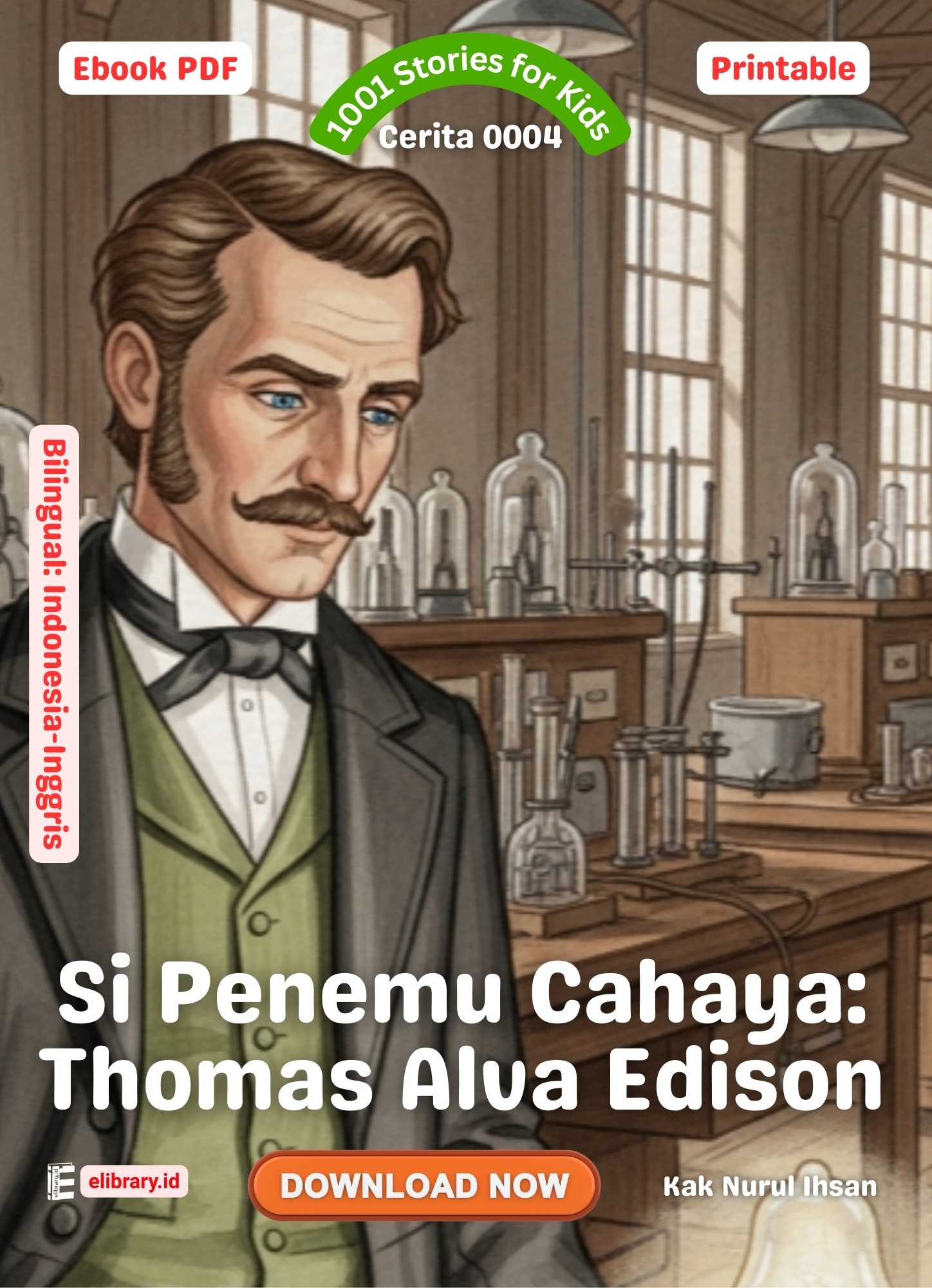 Download Ebook PDF Cerita 0004; Si Penemu Cahaya; Thomas Alva Edison