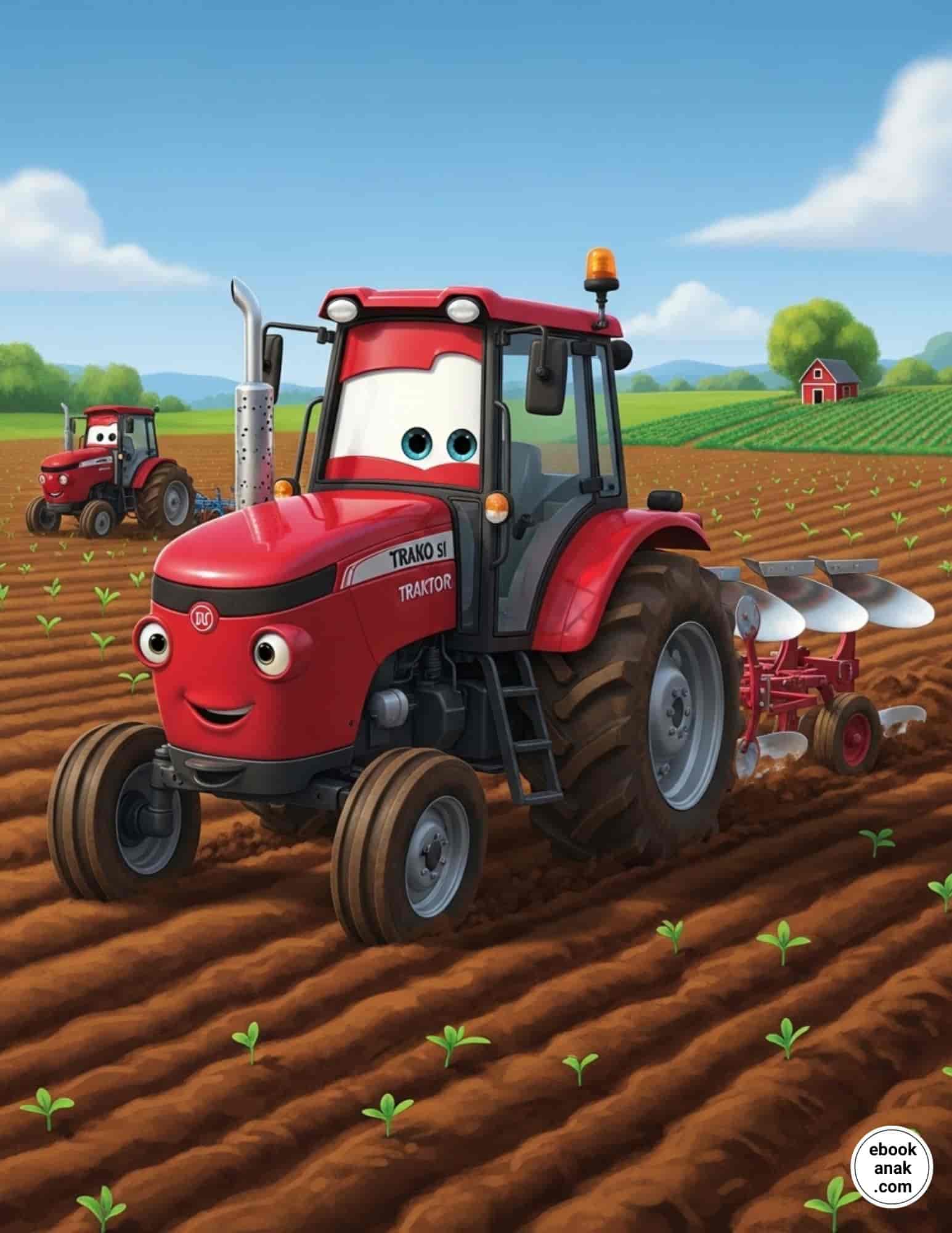 Cerita Trako si Traktor Mengenal Alat Berat di Sawah untuk Anak PAUD - Kisah Traktor Membajak Tanah (1)