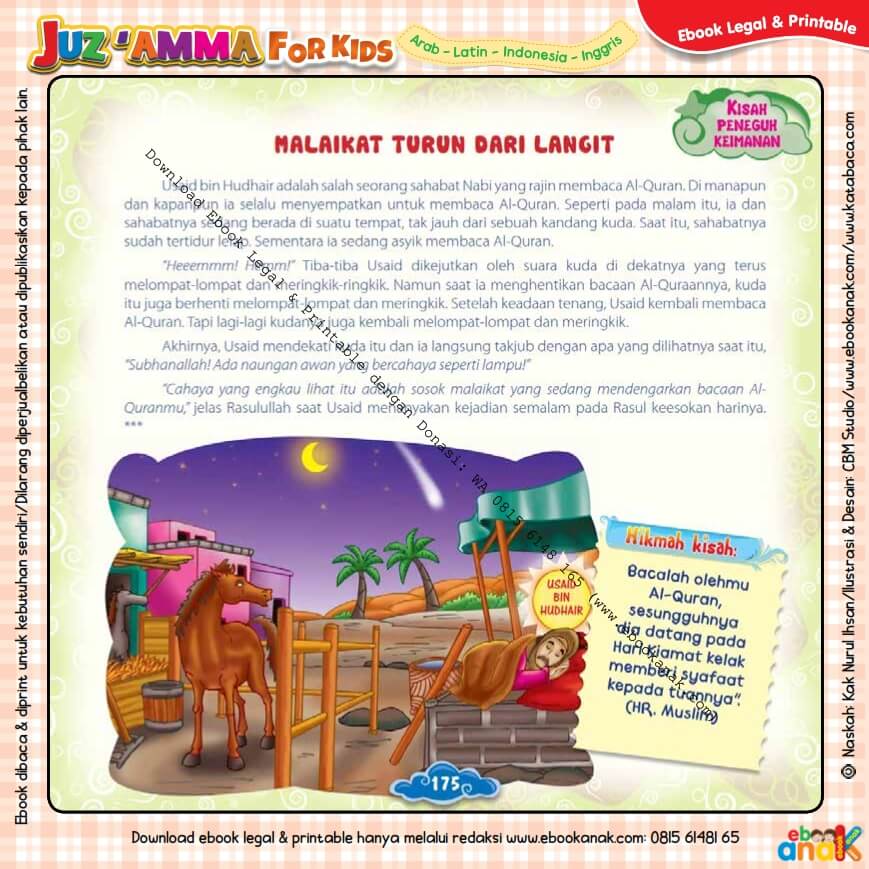Download Ebook Legal dan Printable Juz Amma for Kids, Malaikat Turun dari Langit