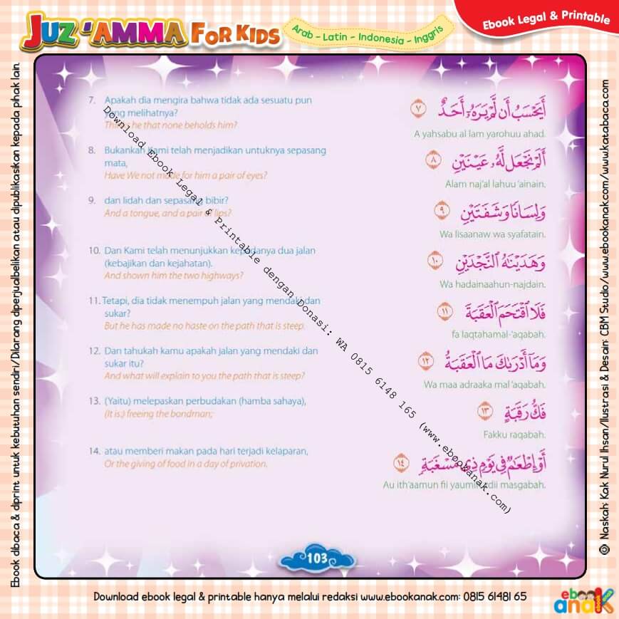 Download Ebook Legal dan Printable Juz Amma for Kids, Surat ke-90 Al-Balad (2)