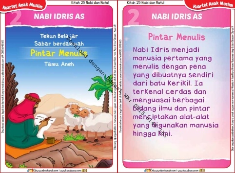 Download Kartu Kuartet Printable Kisah 25 Nabi dan Rasul: Nabi Idris Pintar Menulis (8)