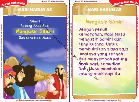 Download Kartu Kuartet Printable Kisah 25 Nabi dan Rasul, Nabi Harun Kecewa dengan Samiri (64)