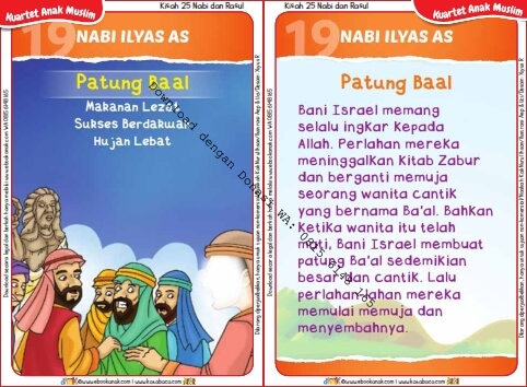 Download Kartu Kuartet Printable Kisah 25 Nabi dan Rasul, Nabi Ilyas dan Patung Baal (74)