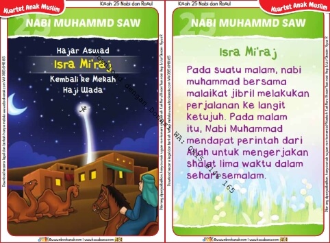 Download Kartu Kuartet Printable Kisah 25 Nabi dan Rasul, Nabi Muhammad Isra Miraj (99)