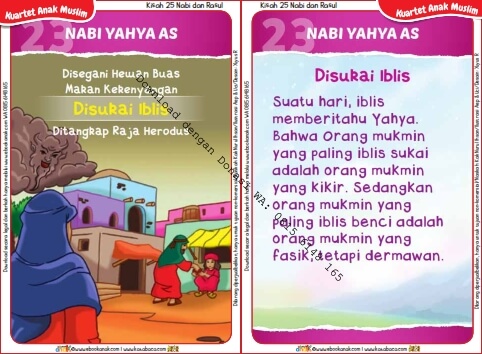 Download Kartu Kuartet Printable Kisah 25 Nabi dan Rasul, Nabi Yahya Bertemu Iblis (92)