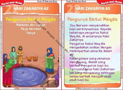 Download Kartu Kuartet Printable Kisah 25 Nabi dan Rasul, Nabi Zakariya Pengurus Baitul Maqdis (86)