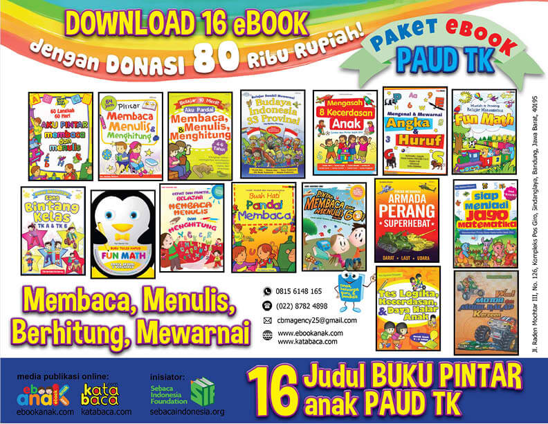 Ebook 16 Buku Paket Anak Pintar Calistung dan Mewarnai PAUD TK