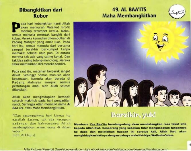 Ebook 99 Asmaul Husna for Kids, Al Baa'its, Dibangkitkan dari Kubur (51)