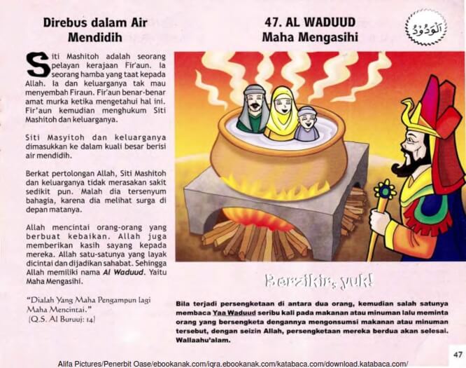 Ebook 99 Asmaul Husna for Kids, Al Waduud, Direbus dalam Air Mendidih (49)