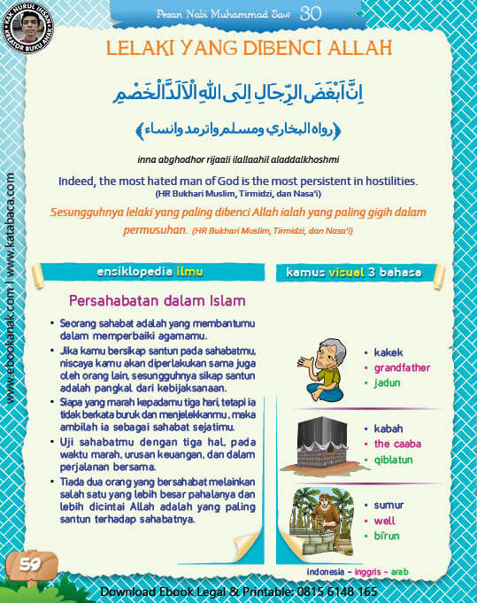 Ebook PDF 77 Pesan Nabi untuk Anak Muslim, Hadis Lelaki yang Dibenci Allah (66)