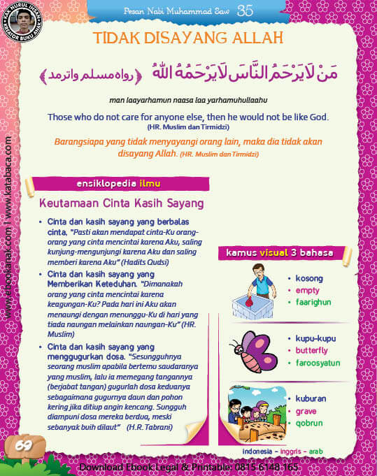 Ebook PDF 77 Pesan Nabi untuk Anak Muslim, Hadis Tidak Disayang Allah (76)