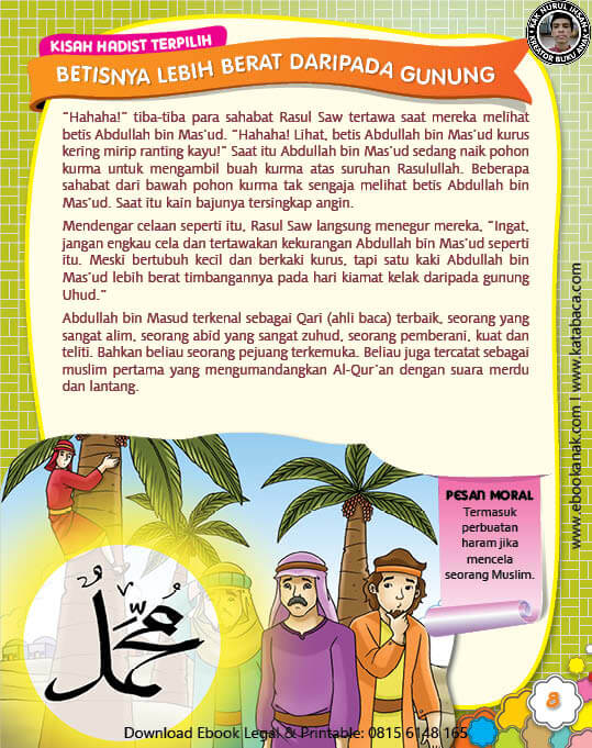 Ebook PDF 77 Pesan Nabi untuk Anak Muslim, Kisah Hadis Terpilih, Betisnya Lebih Berat daripada Gunung (15)
