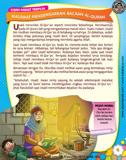 Ebook PDF 77 Pesan Nabi untuk Anak Muslim, Kisah Hadis Terpilih, Malaikat Mendengarkan Bacaan Al Quran (11)