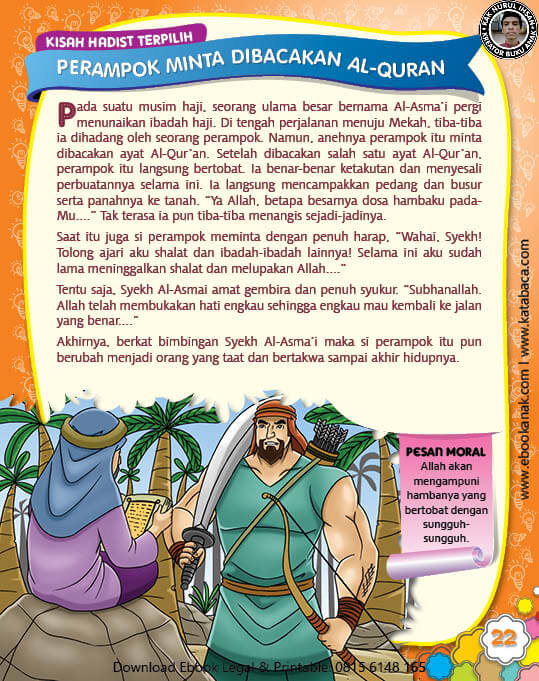 Ebook PDF 77 Pesan Nabi untuk Anak Muslim, Kisah Hadis Terpilih, Perampok Minta Dibacakan Al Quran (29)