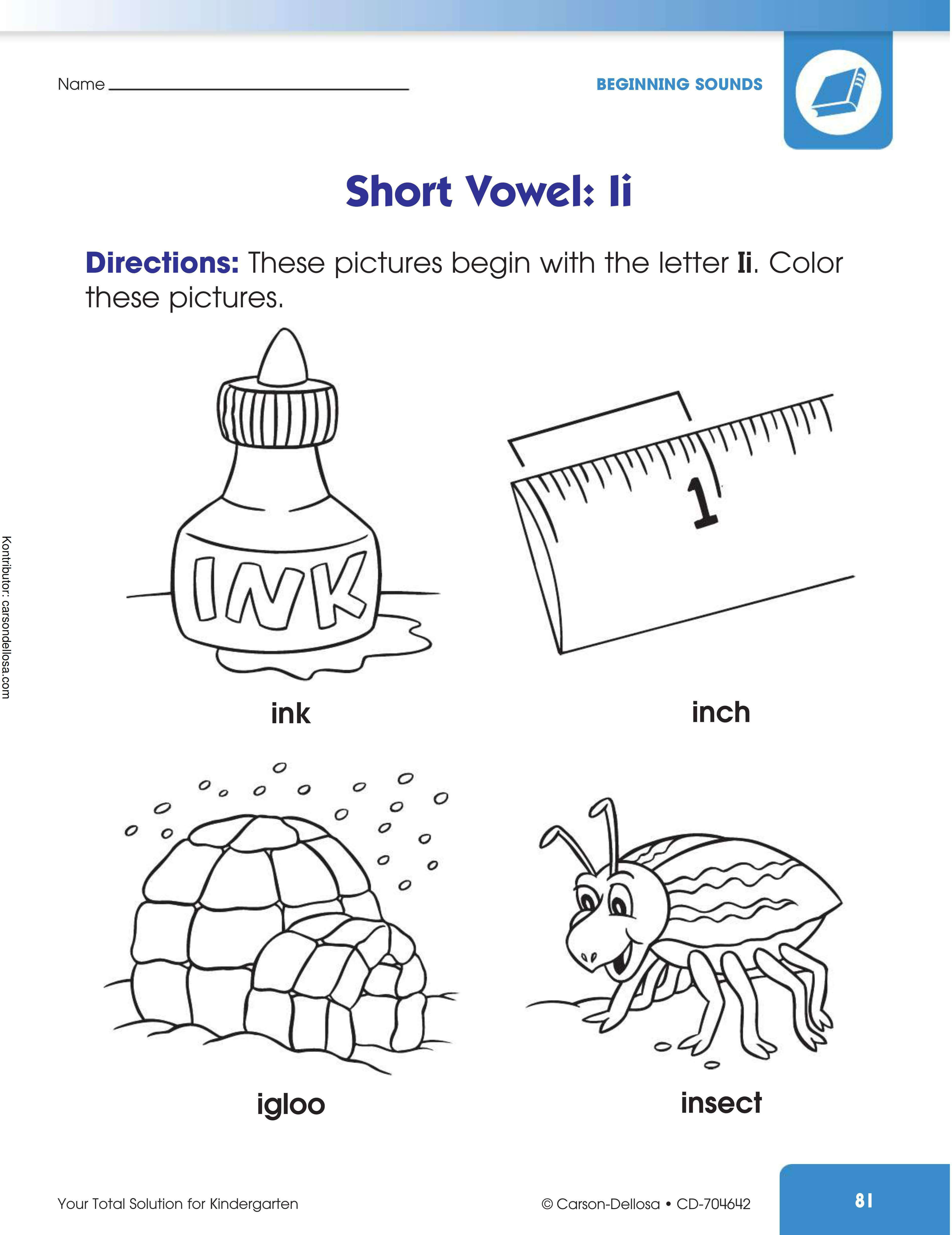 Belajar Mengenal Huruf Vokal "Ii" dan Mewarnai Gambar