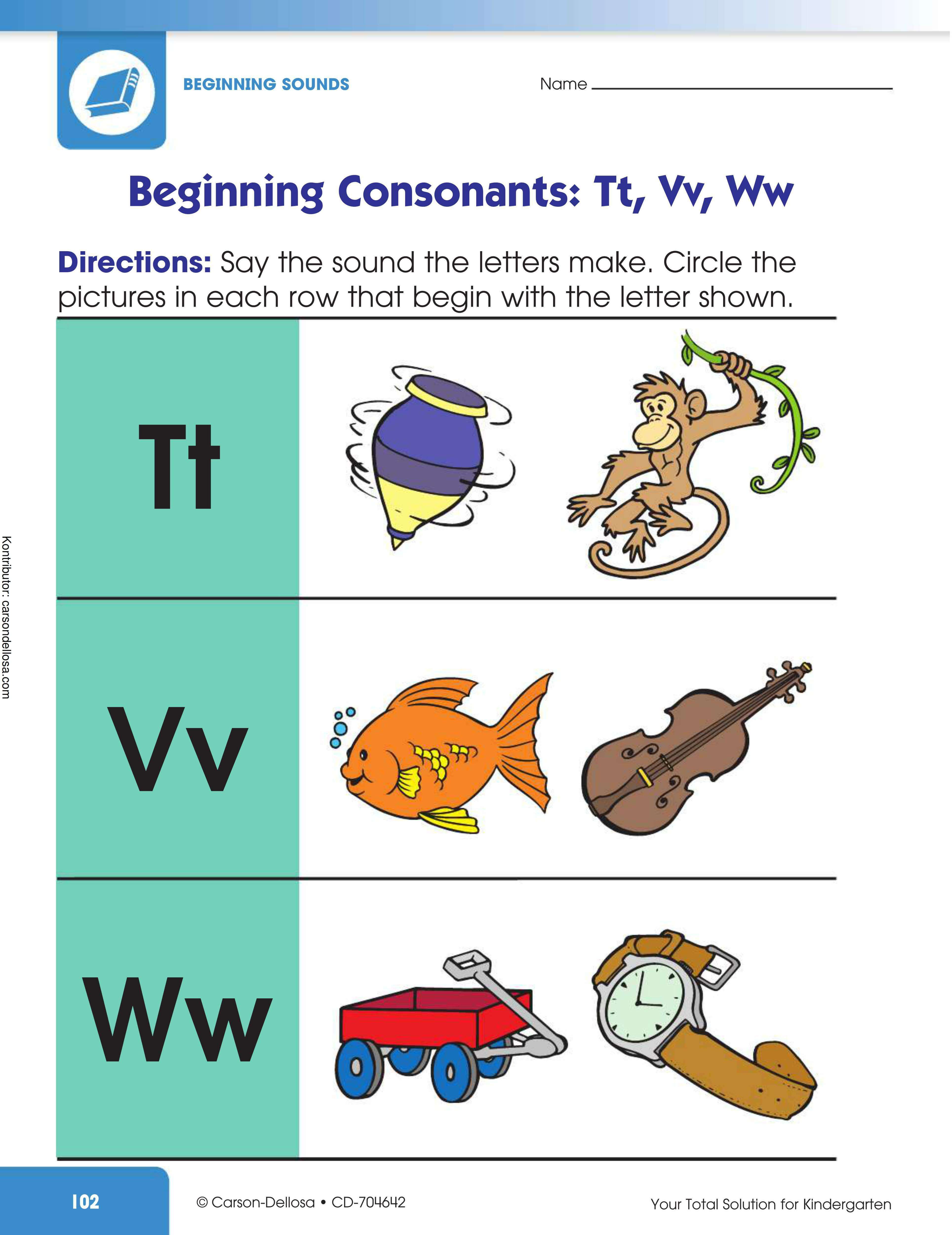 Belajar Mengenal Huruf Konsonan Awalan "Tt, Vv, Ww"