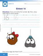 Mengenal Angka 16, Menebalkan dan Menulisnya