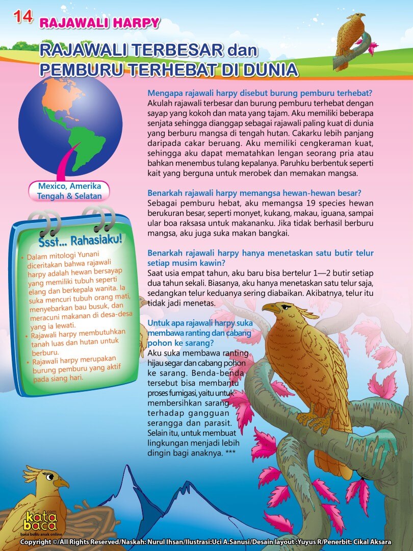 Ensiklopedia Binatang Pemecah Rekor, Rajawali Harpy, Rajawali Terbesar dan Pemburu Terhebat di Dunia