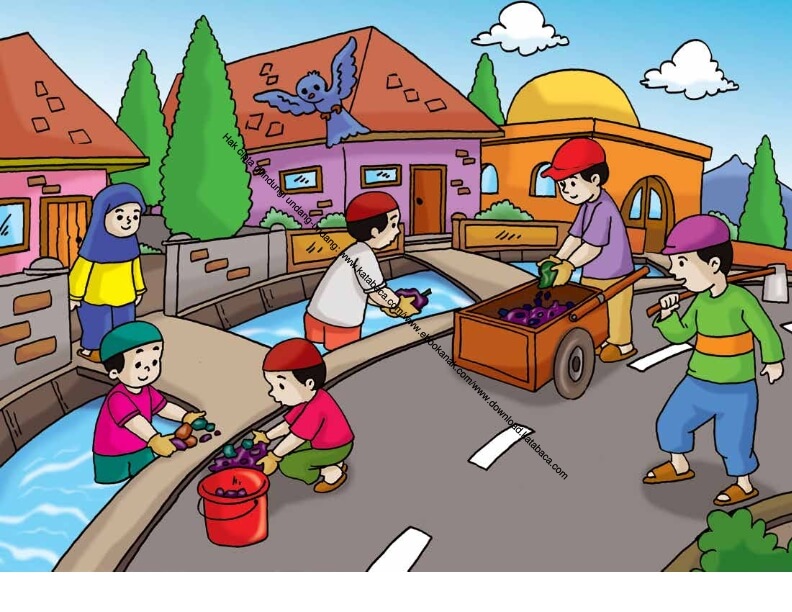  Gambar  1 Gotong  Royong  Membersihkan Sampah Ebook Anak