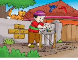 Gambar (11) Membuang Sampah pada Tempatnya