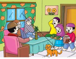 Gambar (13) Menghidangkan Kue dan Minuman untuk Tamu