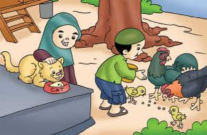 Gambar (22) Memberi Makan Hewan Peliharaan