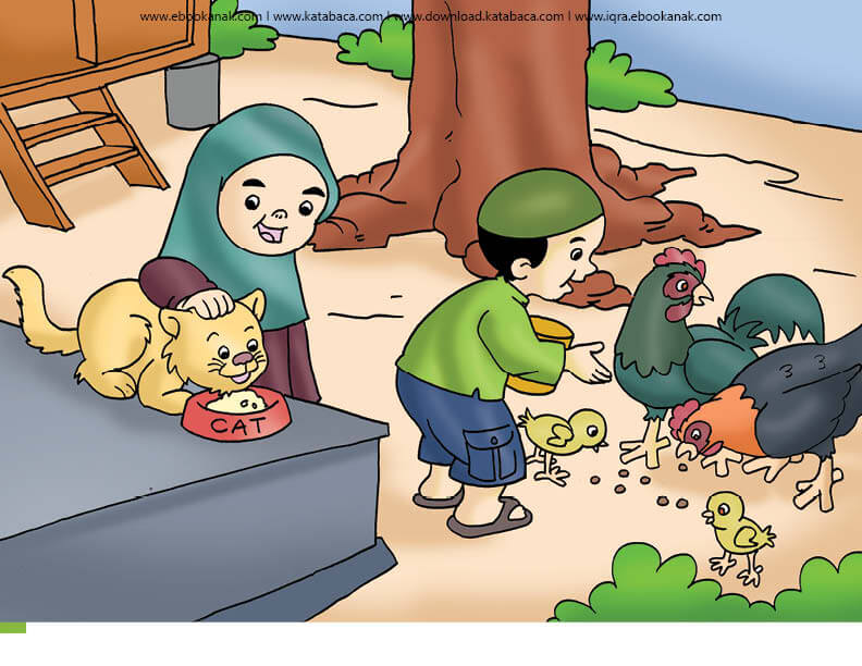 Gambar (22) Memberi Makan Hewan Peliharaan | Ebook Anak