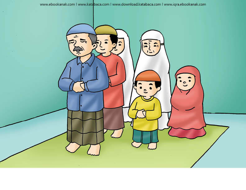 Gambar (23) Shalat Berjamaah Bersama Keluarga | Ebook Anak