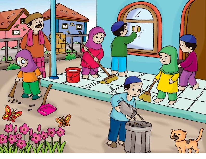  Gambar  29 Kerja Bakti Membersihkan Masjid Ebook Anak