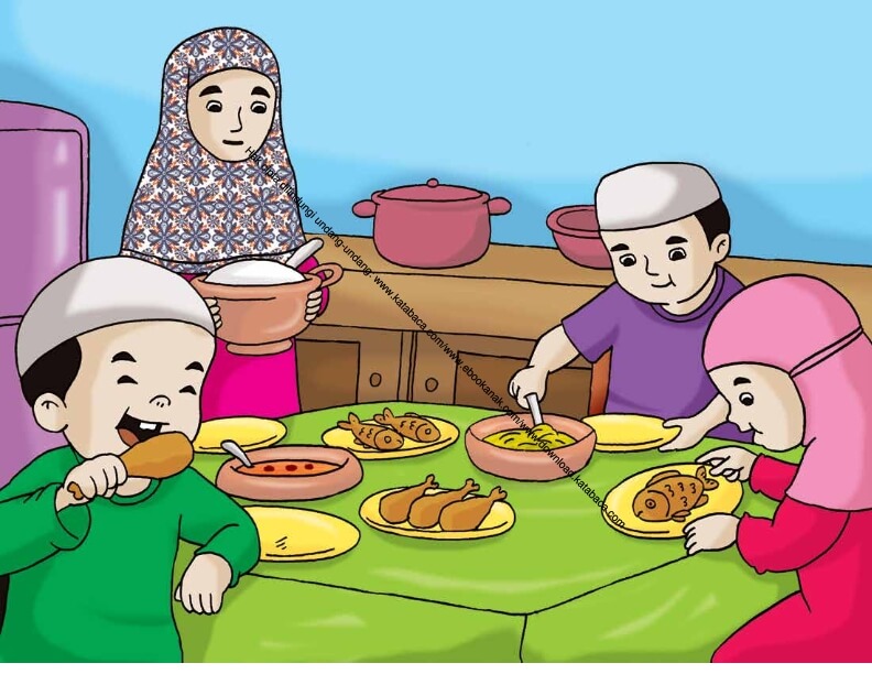  Gambar  33 Makan  Siang  Bersama Keluarga di Rumah Ebook Anak
