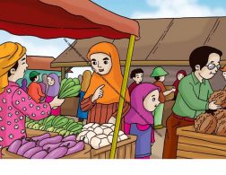 Gambar (49) Ibu Membeli Sayuran di Pasar