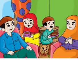 Gambar (54) Menghidangkan Makanan dan Minuman untuk Ayah dan Ibu