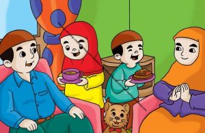 Gambar (54) Menghidangkan Makanan dan Minuman untuk Ayah dan Ibu